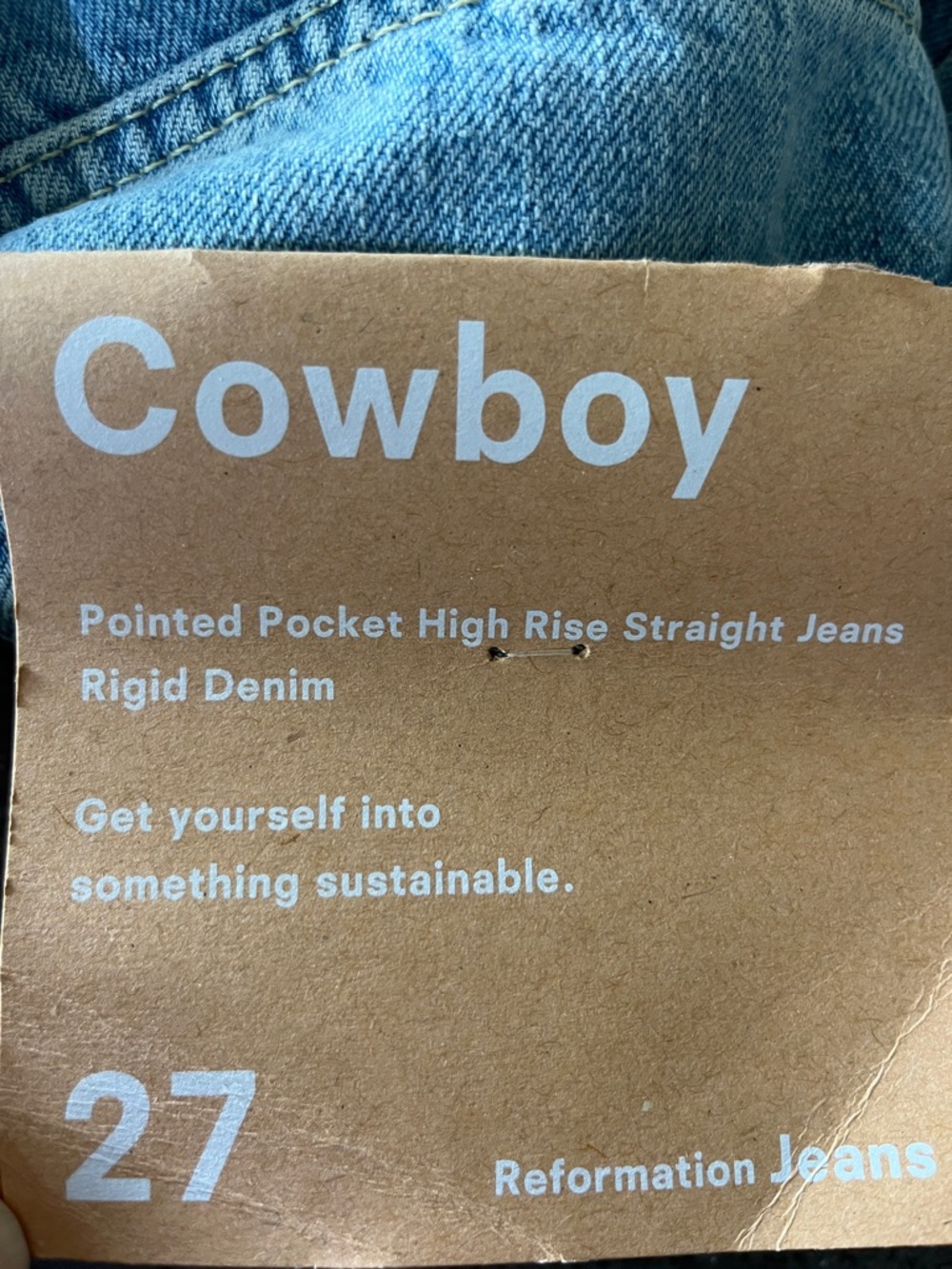 NWT REFORMATION COWBOY POINTED POCKET HIGH RISE STRAIGHT JEANS - Picture 6 of 8